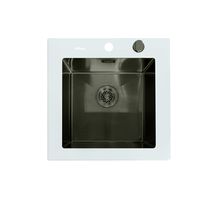 Quinn Small Bowl Glass Kitchen Sink White - Silver